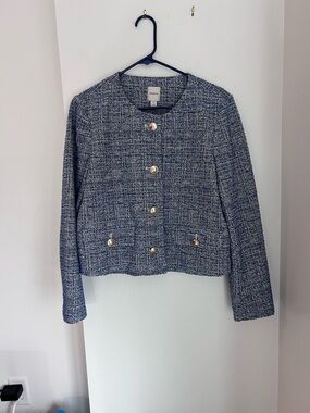 Maeve Navy Tweed Cropped Blazer